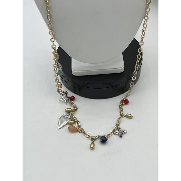 Chicos Gold Tone with Silver Tone (NWT Charms Dangle Double Strand Necklace New - Picture 13 of 16
